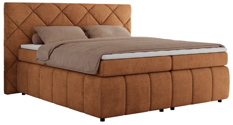 Łóżko kontynentalne MKS Meble RITA 140x200 H4 pomarańczowy struktura 1szt.