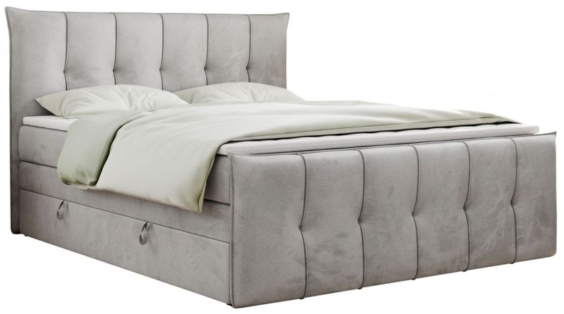 Łóżko kontynentalne MKS Meble PREMIUM 11 KING 160x200 H3 Jasnoszary welvet 1szt.