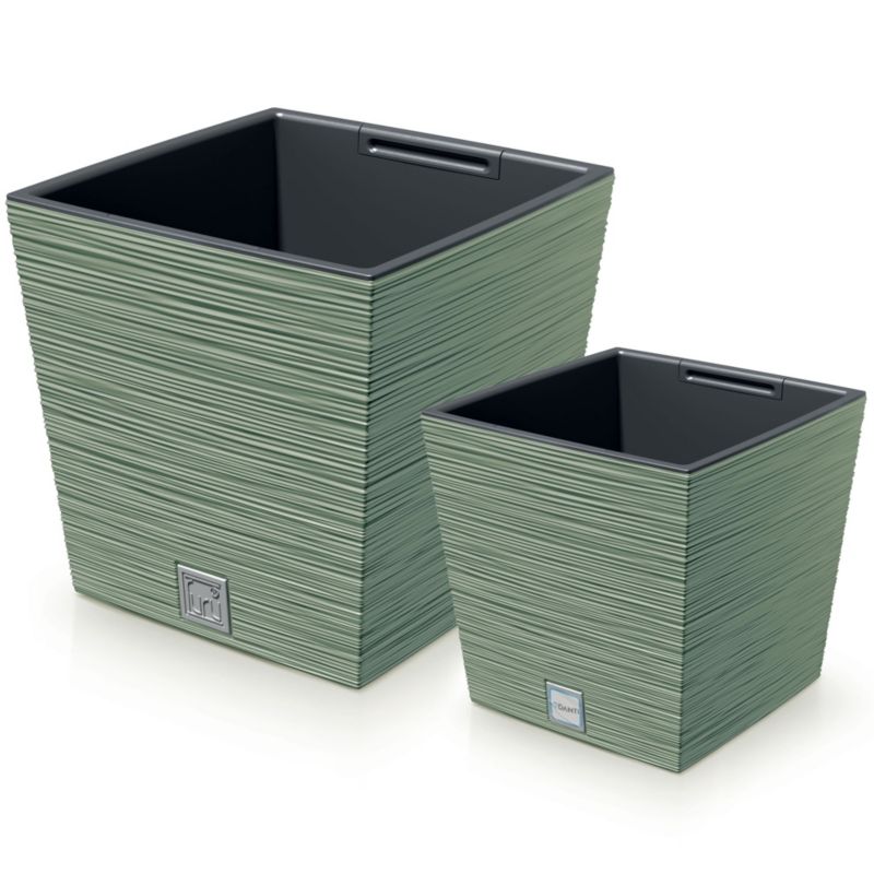 Doniczka EDANTI Ogrodowa 24/29,5 cm Kwadratowa Na Taras Do Ogrodu Zielona 3 szt.