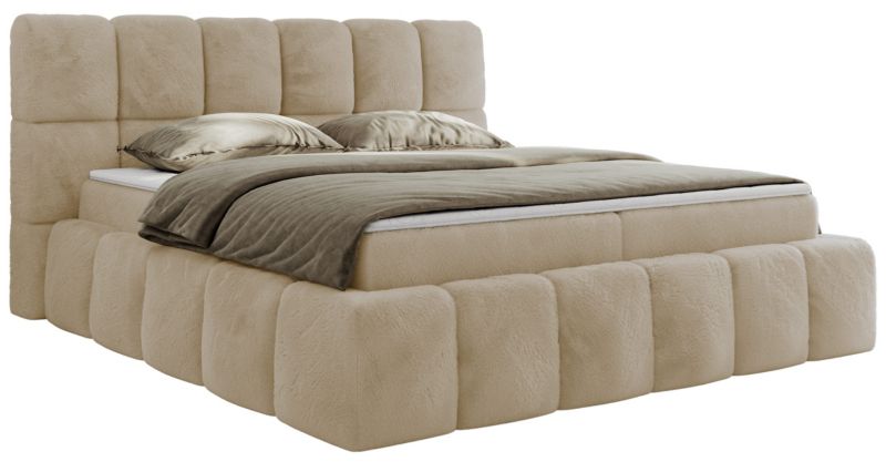 Łóżko kontynentalne MKS Meble NIRA 140x200 H4 kremowy plusz 1szt.