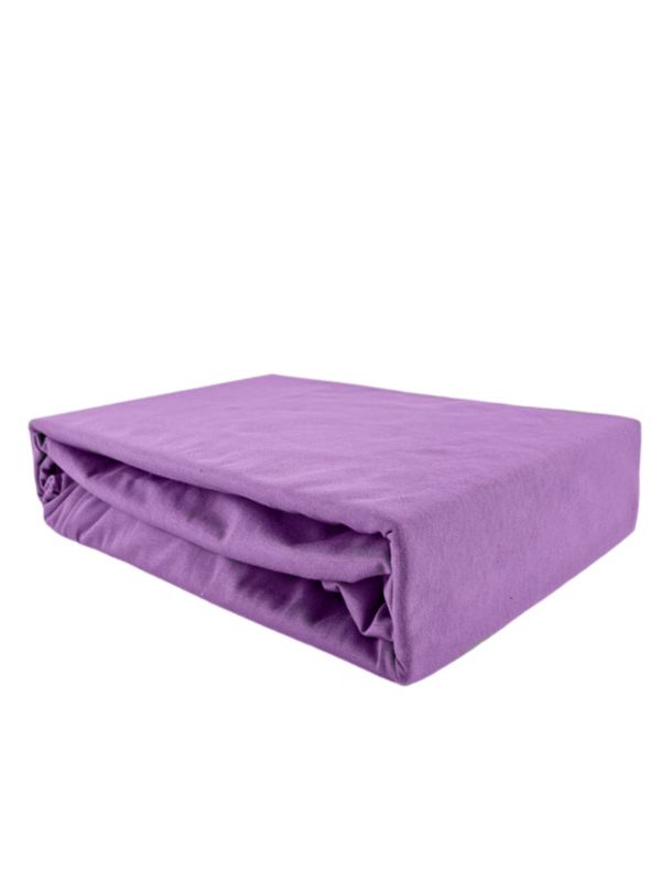 Prześcieradło z gumką jersey bawełna premium wrzos 90x180 1 szt.