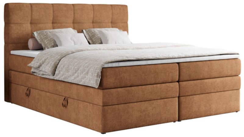 Łóżko kontynentalne MKS Meble ERNI KING 140x200 H4 Pomarańczowy struktura 1szt.