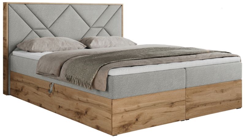 Łóżko kontynentalne MKS Meble GUNAR 200x200 H3 Jasnoszary struktura 1szt