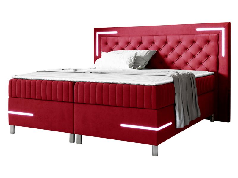 Łóżko kontynentalne MIRJAN 24 Tenosi 5 LED 180x200 karminowa czerwień 1 szt.