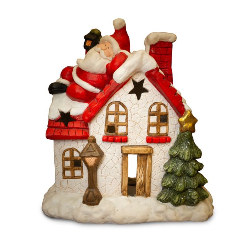 Figurka dekoracyjna Mikołaj na dachu domku, Solis Decor by Aleksandra Sobota,41 cm, 1 szt.