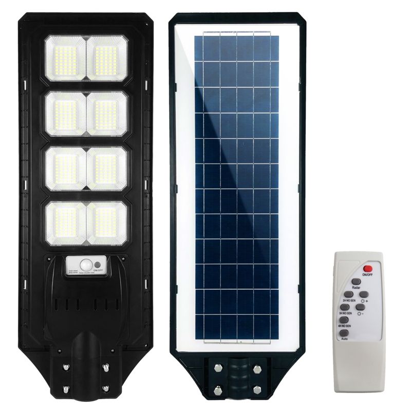 Lampa LED solarna uliczna MasterLED 400W IP65 6000K z czujnikiem PIR i pilotem czarna 1 szt.