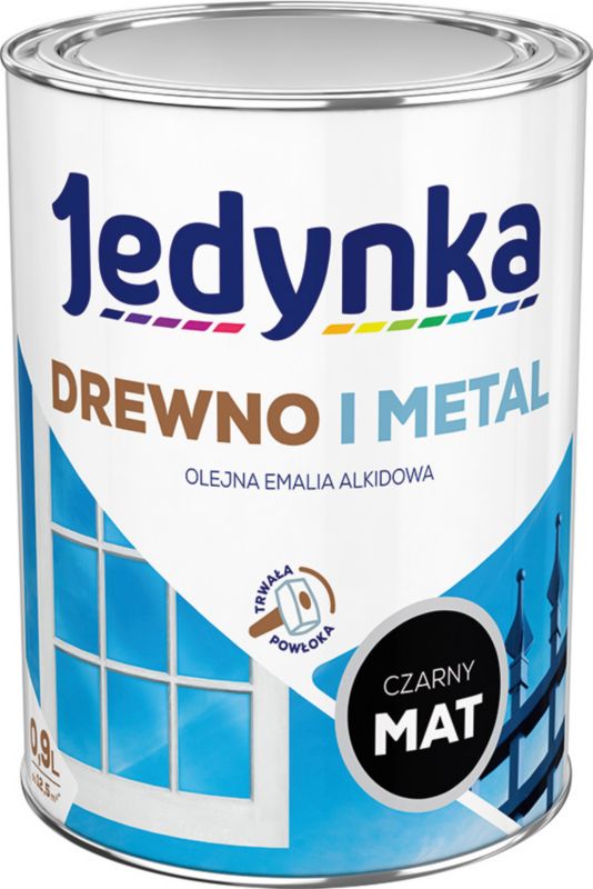 Emalia alkidowa Jedynka Drewno i Metal czarny mat 0,9 l