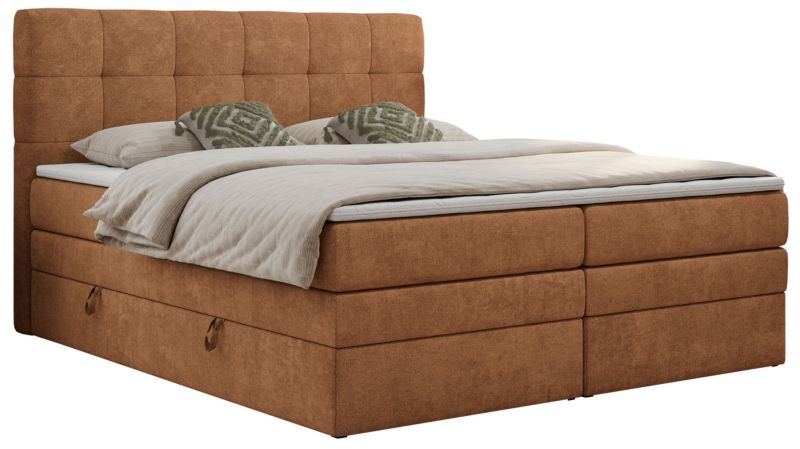 Łóżko kontynentalne MKS Meble LUKA KING 140x200 H4 Pomarańczowy struktura 1szt.