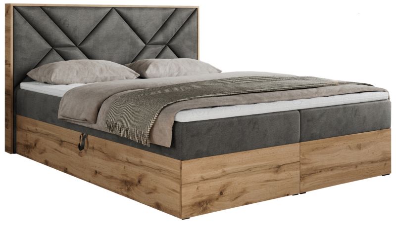 Łóżko kontynentalne MKS Meble GUNAR 120x200 H4 Ciemnoszary welvet 1szt