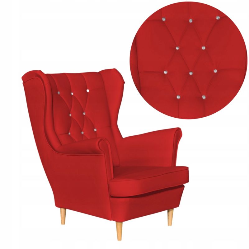 Fotel uszak do salonu eko skóra Family Meble Gaja czerwony 1szt