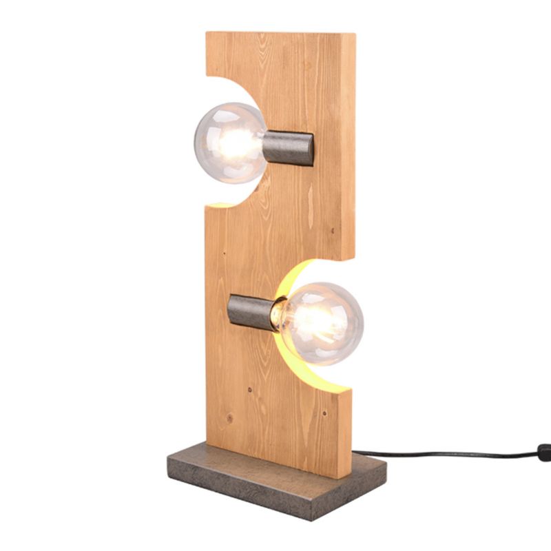 Lampka stołowa Trio Tailor srebrno-jasne drewno drewniana 2 x E27 x 10W IP20 wym: 52.5 x 22 x 15 cm drewno - 1 szt.