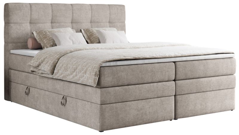 Łóżko kontynentalne MKS Meble ERNI KING 160x200 H3 Beżowy struktura 1szt.