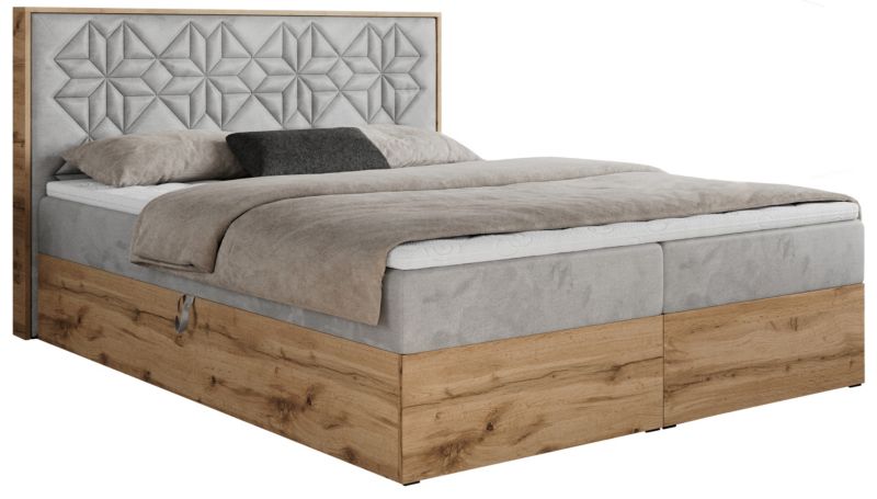 Łóżko kontynentalne MKS Meble NESSI 120x200 H3 Jasnoszary welvet 1szt