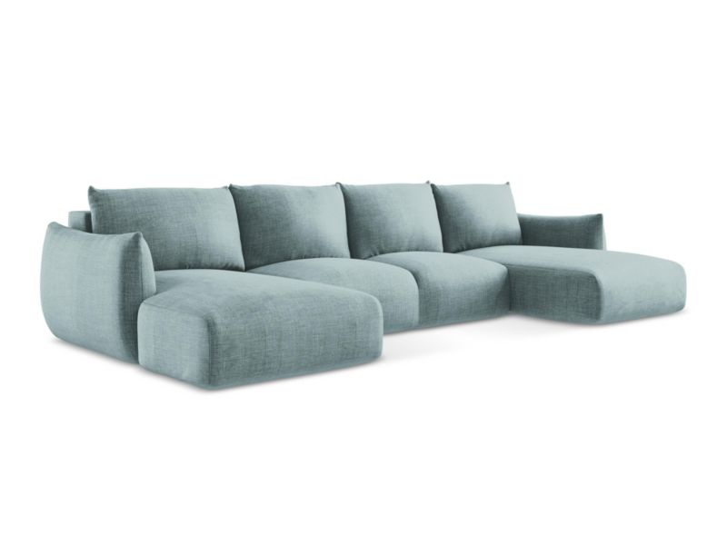 Sofa panoramiczna z funkcją spania LaMiaSofa SAVONA z tkaniny strukturalnej 317x162 cm jeans 1 szt.