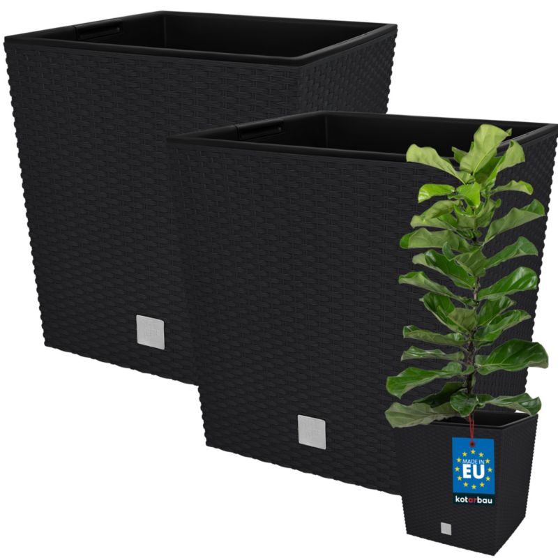 Doniczka ogrodowa KOTARBAU rattan z wkładem antracyt 32x32 cm 2 szt.