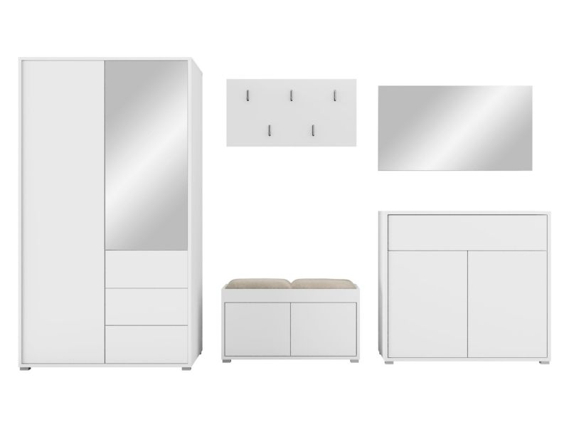 Zestaw MIRJAN 24 do przedpokoju Gesita V biały beżowy plusz 1 szt.