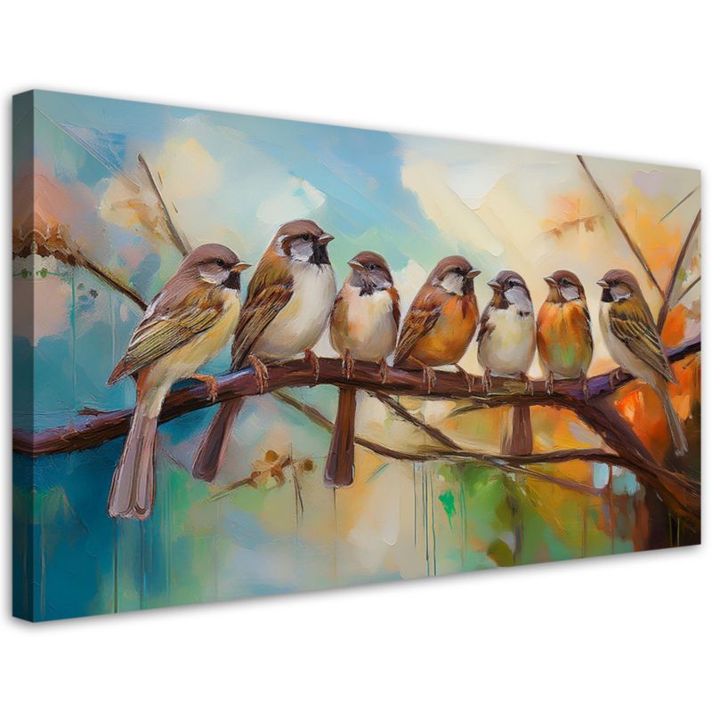 Obraz na płótnie Feeby Ptaki na gałęzi Natura 80x40cm 1szt