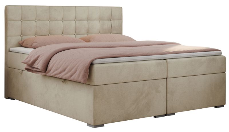 Łóżko kontynentalne MKS Meble CARMEN 160x200 H4 beżowy welwet 1szt.