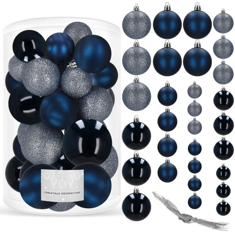Bombki choinkowe Springos ozdoby świąteczne granatowe 30 szt.