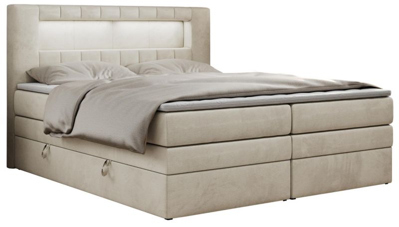 Łóżko kontynentalne MKS Meble GOLD 5 KING 180x200 H3 Beżowy welvet 1szt.