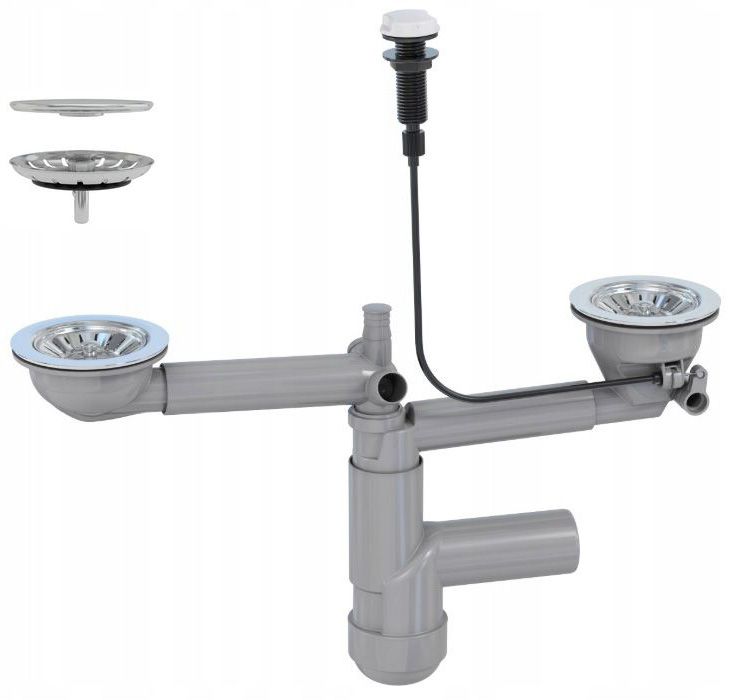 Syfon Przyścienny Automatyczny do Zlewu Granitan Dwukomorowy 1 kpl.