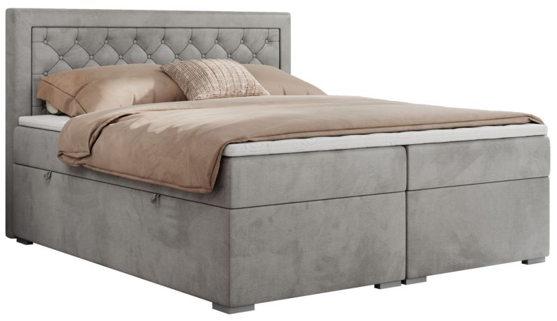 Łóżko kontynentalne MKS Meble JASIR 120x200 H4 jasnoszary welwet 1szt.