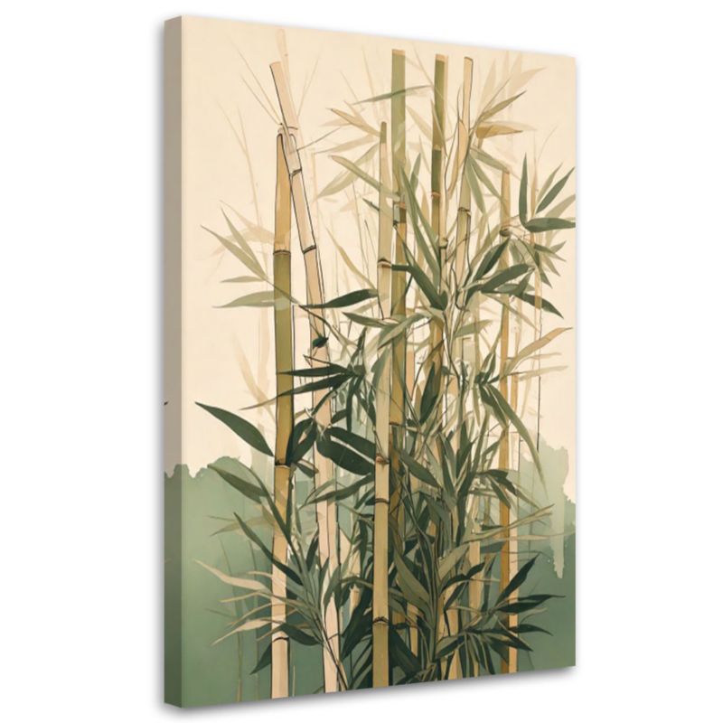 Obraz do salonu Feeby Bambus Rośliny Akwarela Beż Zieleń 80x120cm 1szt