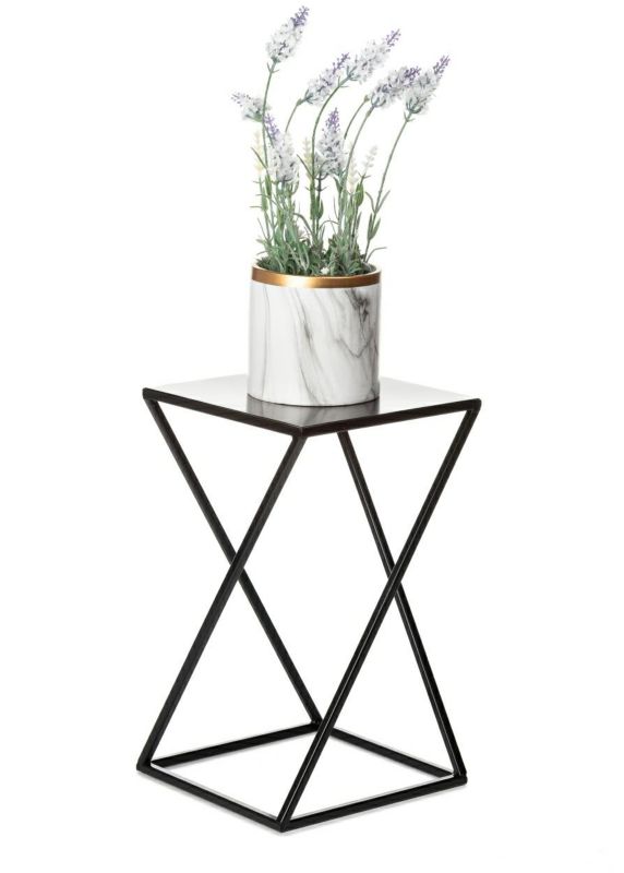 Kwietnik Stojący HowHomely Metalowy Czarny 24x40 cm