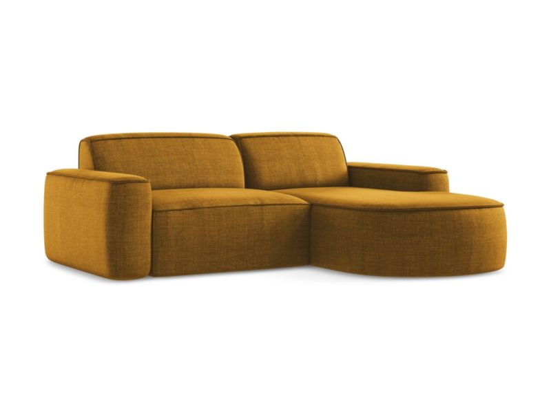 Narożnik prawostronny LaMiaSofa MELISSA z tkaniny strukturalnej 224x166 cm musztardowy 1 szt.
