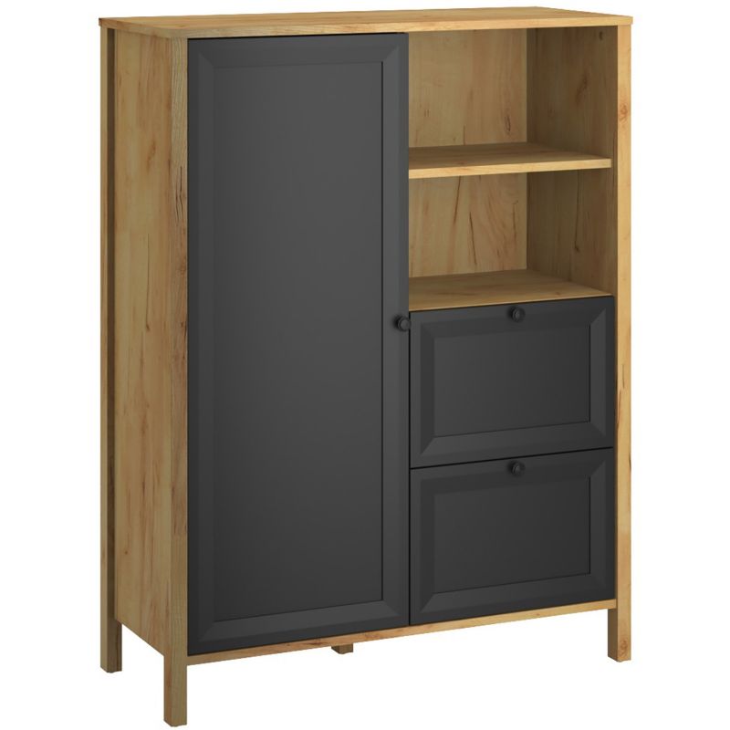 Komoda z Szufladami NORIA Mebel Elite do Salonu 92 cm Dąb craft złoty/czarny Loft 1 szt