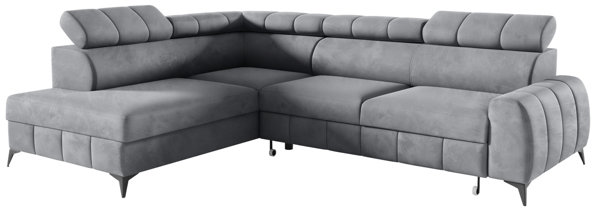 Szara rogówka do salonu z funkcją spania SOFFO