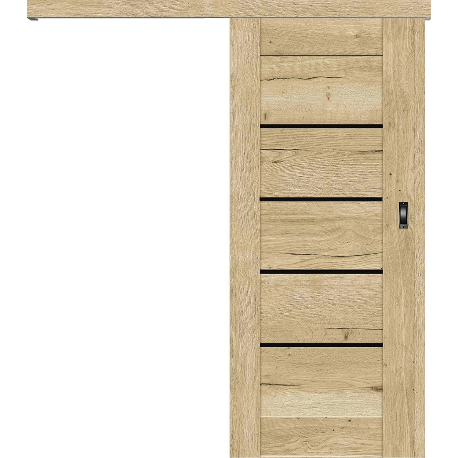 Classen Skrzydło Falko dąb claveland czarna szyba przesuwne 80L