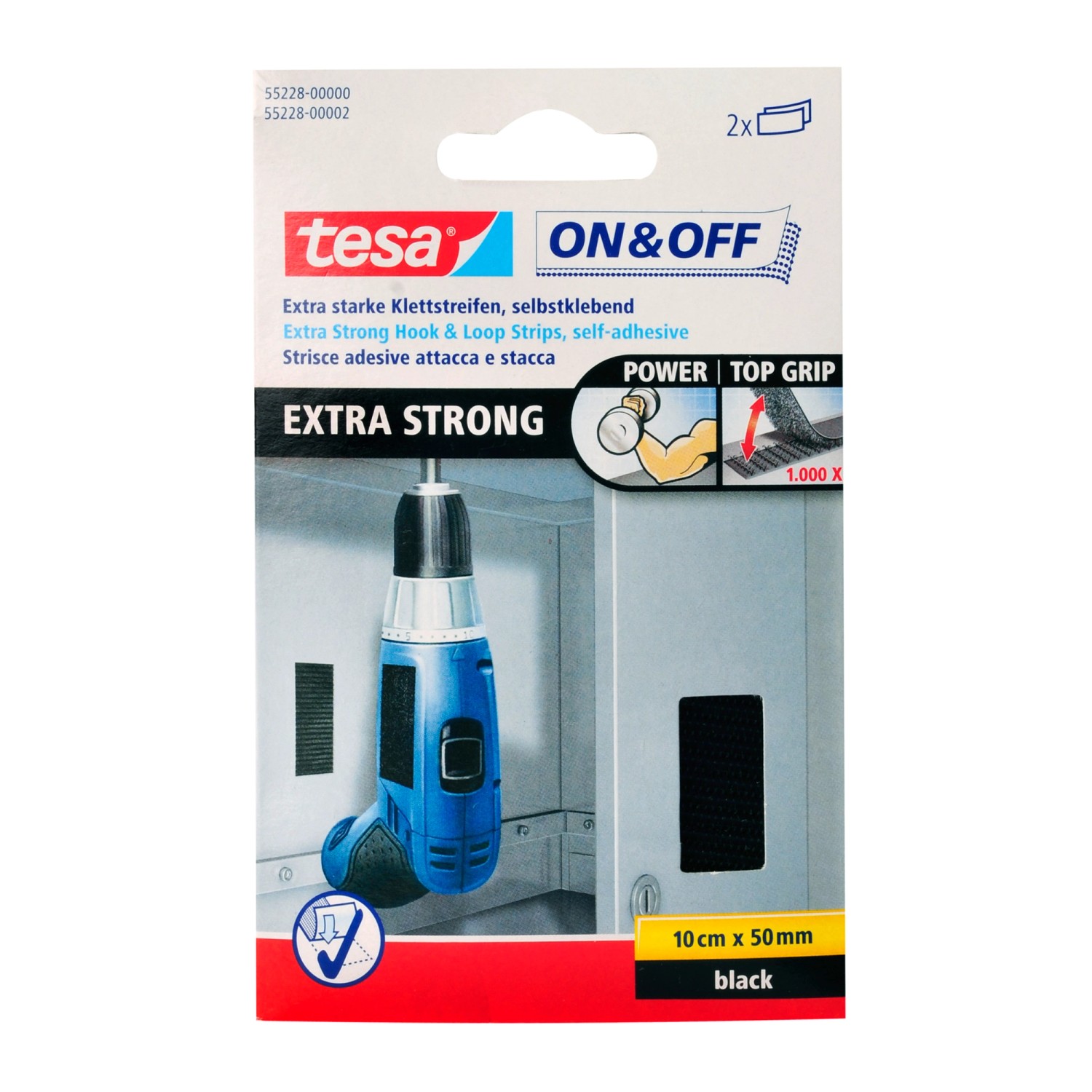 Tesa Rzep w paskach Extra Strong 5 cm x 10 cm