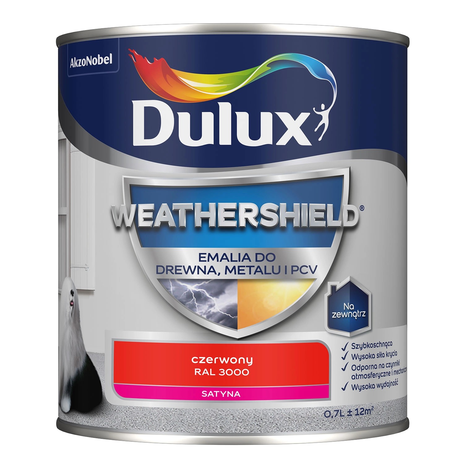 Dulux Emalia Weathershield czerwony 3000 - 0,7L