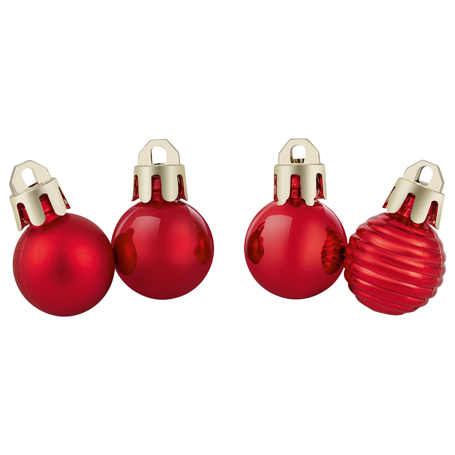 Bombki plastikowe czerwone 2 cm, mix - 30 szt.