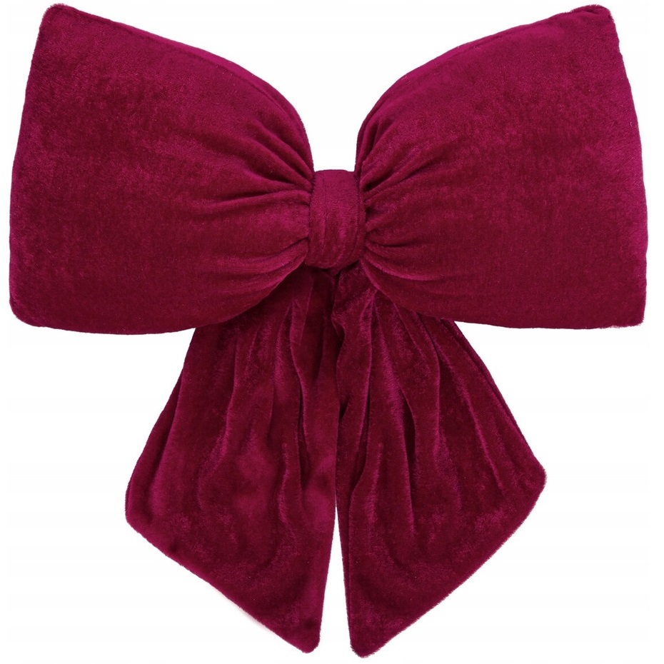 Świąteczna poduszka kokarda velvet bordowa 35x20cm AL