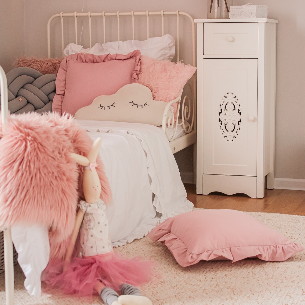 Pościel dziecięca biała z falbanką 140x200