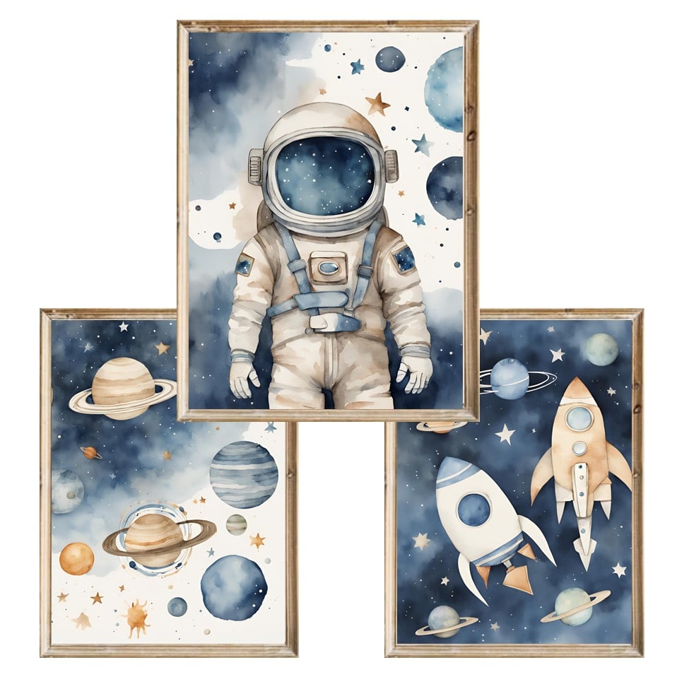 Zestaw trzech plakatów dla dzieci Kosmos 1 - A3