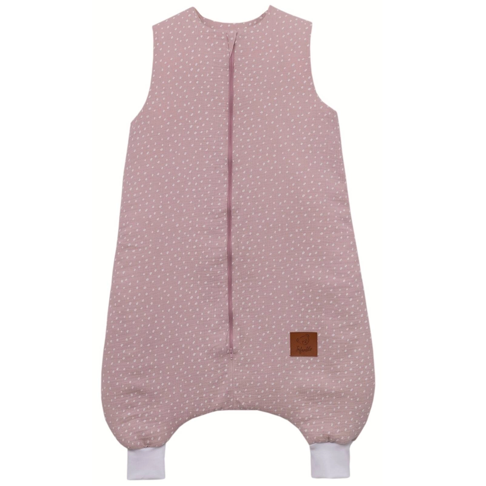 Śpiworek do spania muślinowy z nogawkami KIDS SOFT light Brudny Róż Dots IF