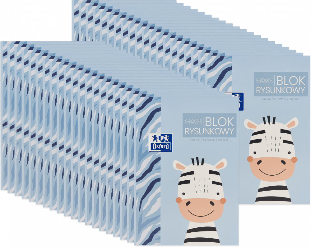 80x Blok rysunkowy Oxford Kids, A4, 20 kartek, biały