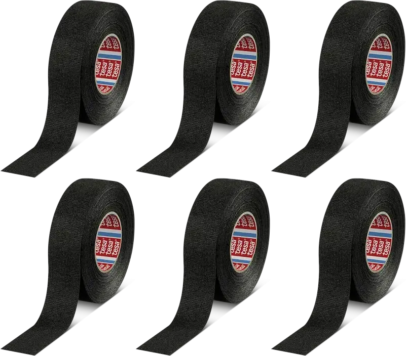 6x Taśma do wiązek kabli Tesa 51608, 50mmx25m, czarny