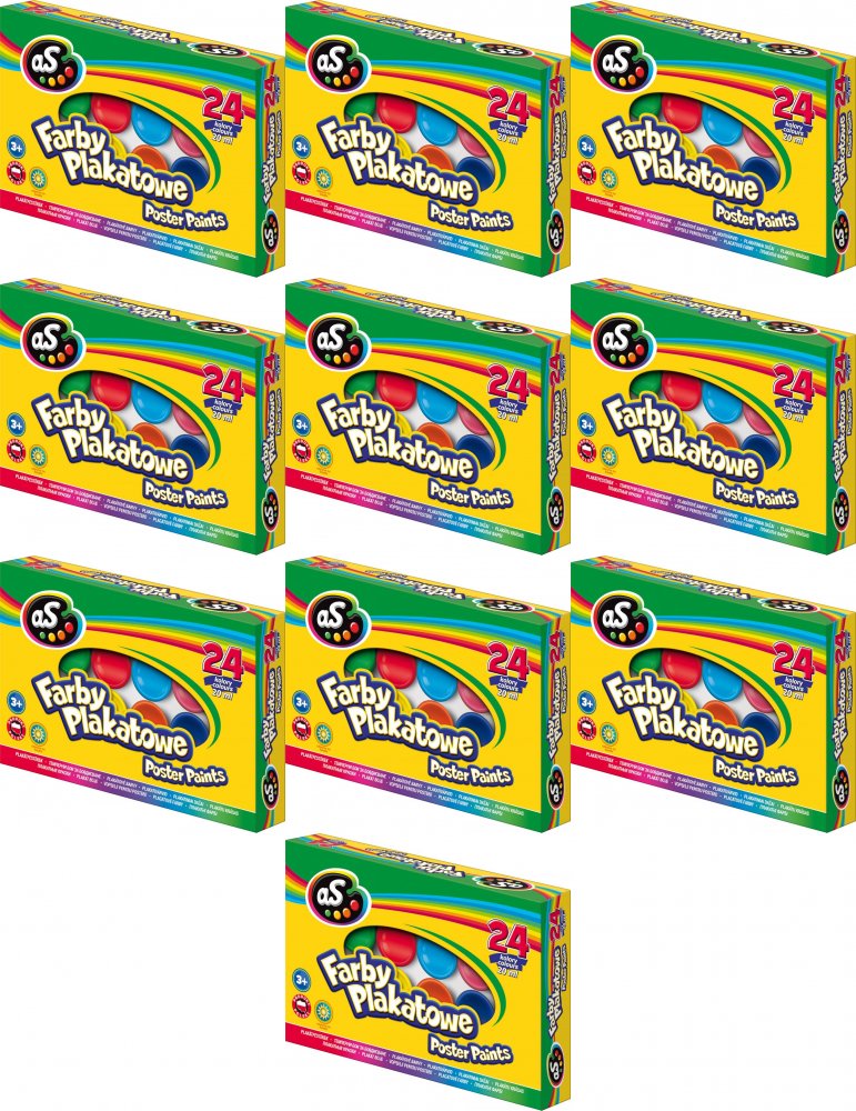 10x Farby plakatowe Astra AS, 20ml, 24 sztuki, mix kolorów