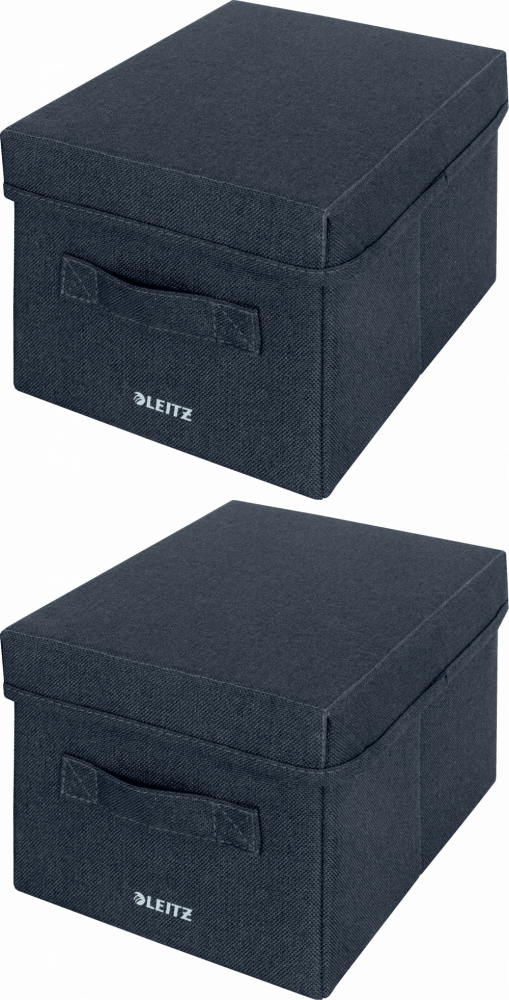 2x Pudełko do przechowywania z pokrywką Leitz Fabric, małe, 2 sztuki, aksamitny szary