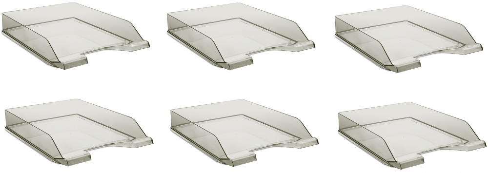 6x Półka na dokumenty Donau, A4, plastikowa, dymny