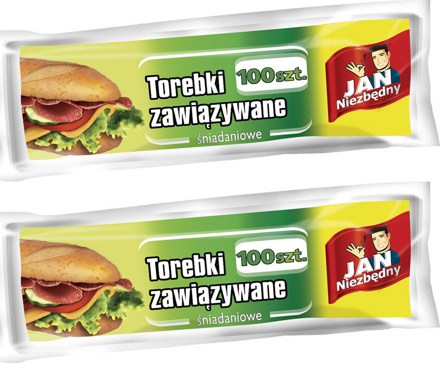 2x Torebki śniadaniowe Jan Niezbędny, zawiązywane 100 sztuk, jasnozielony