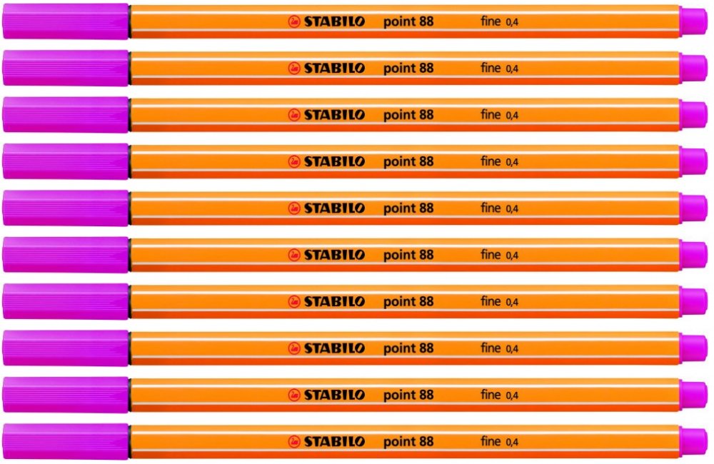 10x cienkopis Stabilo, Point 88, 0.4mm, różowy
