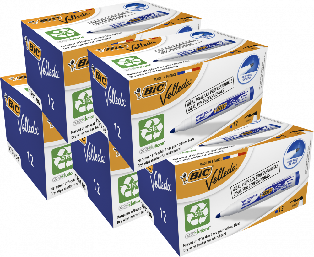 60x Marker suchościeralny Bic Velleda ECOlutions, okrągła, 4.95mm, niebieski