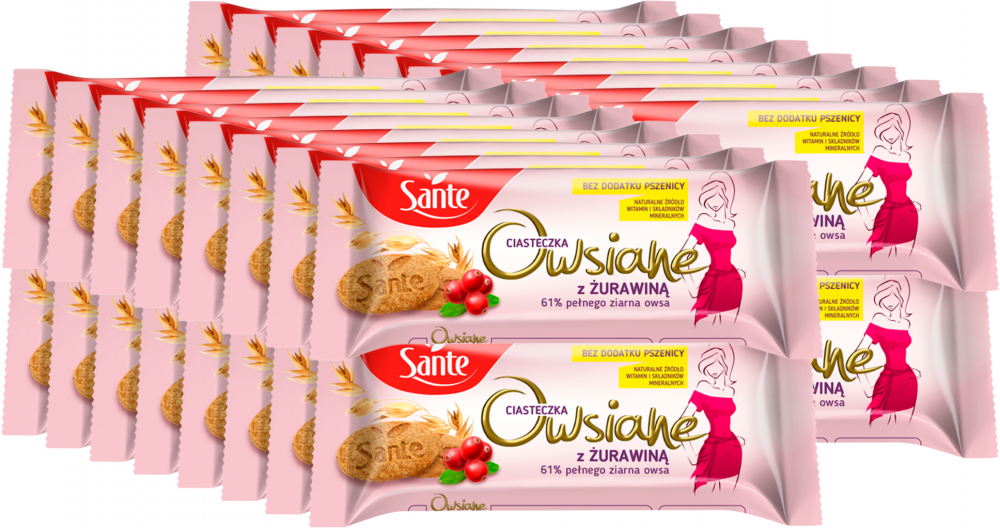 32x Ciasteczka owsiane Sante, żurawinowy, 135g