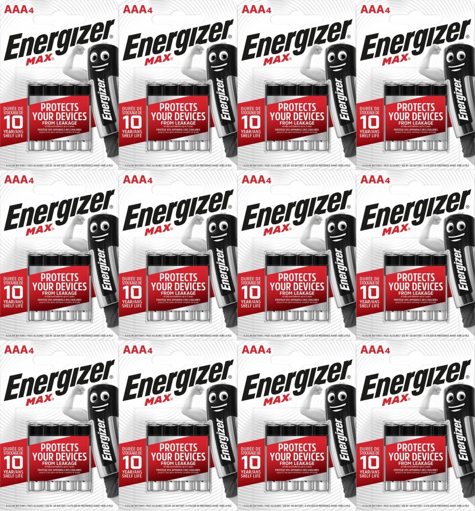 12x Bateria Energizer Max, AAA, E92, 1.5V, 4 sztuki