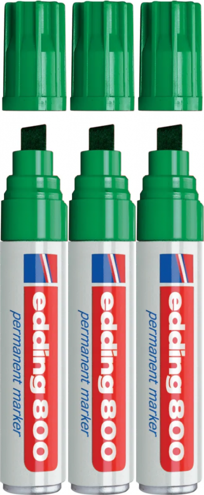 3x Marker permanentny edding 800, ścięta, 4-12mm, zielony